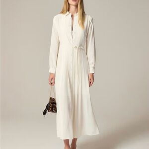 J Crew Ivory Pleated Shirtdress